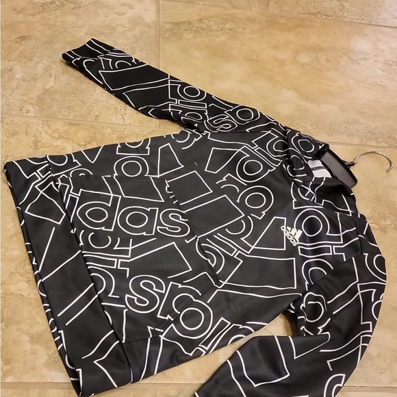 Kids Brand new black adidas all over print hooded sweatshirt size 3T - for boys - Picture 4 of 6